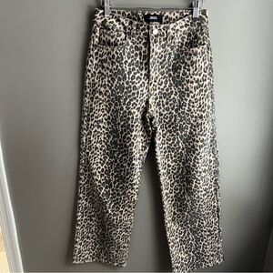 Just Black Denim Wide Leg Leopard Jeans